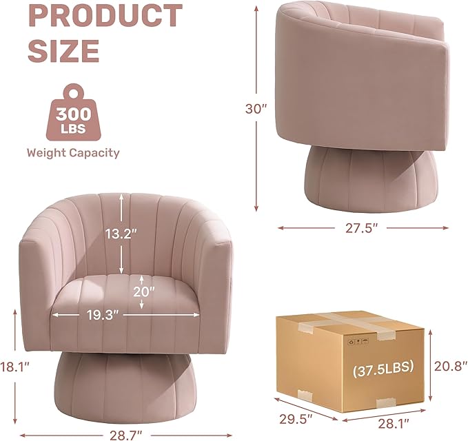Swivel Accent Barrel Chair, Cute Comfy Small Round 360° Arm Chair. Velvet Sofa - Image 2