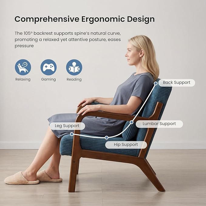 DUMOS Mid Century Modern Accent Chair, Upholstered Armchair - Image 4