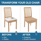Smiry Waterproof Seat Covers for Dining Room Chairs Set of 8, Stretch Jacquard - Image 7