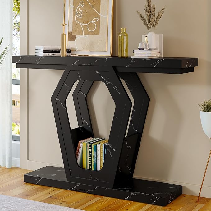FUSUNBAO 47.3" Console Table, Openwork Bracket Sofa Table, Wood Narrow Entryway - Image 5