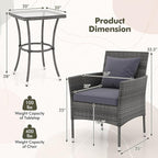 Tangkula 3-Piece Patio Furniture Set, PE Wicker Conversation Bistro Set w/A - Image 4