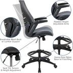 Flash Furniture Kale High Back Dark Gray Mesh Spine-Back Ergonomic Drafting - Image 4