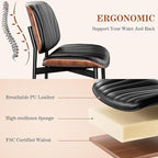 REONEY Dining Chairs Set of 6, Mid-Century Modern Upholstered PU Leather Chairs - Image 6