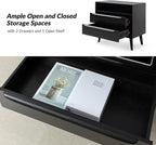 HULALA HOME End Table with Charging Station, Mid-Century Modern 2 Drawer and - Image 3