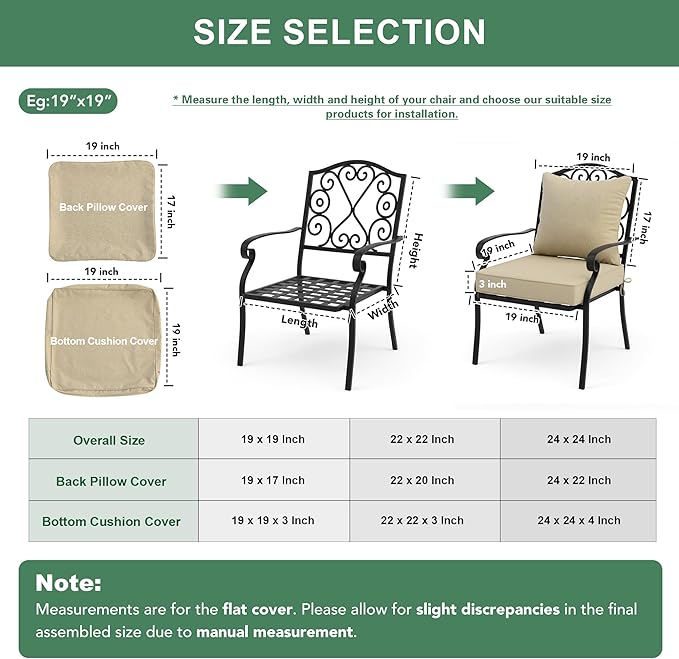 Summsun Outdoor Chair Cushions 19 x 19 Inch, Faux Linen Patio Furniture Cushions - Image 7