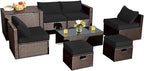 Tangkula 8 Piece Patio Furniture Set, Patiojoy Outdoor Space Saving PE Rattan by TANGKULA