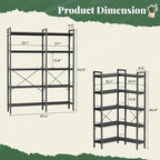 Huuger 5 Tier Bookshelf, L Shaped Corner Bookshelf - Image 2