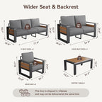 Aoxun Aluminum Patio Furniture Set, 7 Seats Luxury Metal Patio Conversation Sets - Image 2