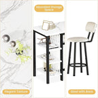 AWQM 3-Piece Bar Table and Chairs Set, Modern White Faux Marble Table - Image 6