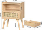 Lerliuo Rattan Nightstands Set of 2, Boho Side Table - Image 3