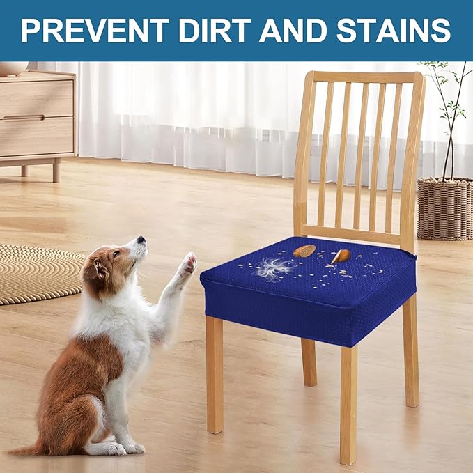Smiry Waterproof Seat Covers for Dining Room Chairs Set of 8, Stretch Jacquard - Image 6