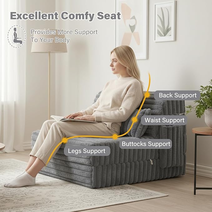 Tiita Folding Sofa Bed Twin Size, Convertible Sleeper Chair Mattress - Image 5