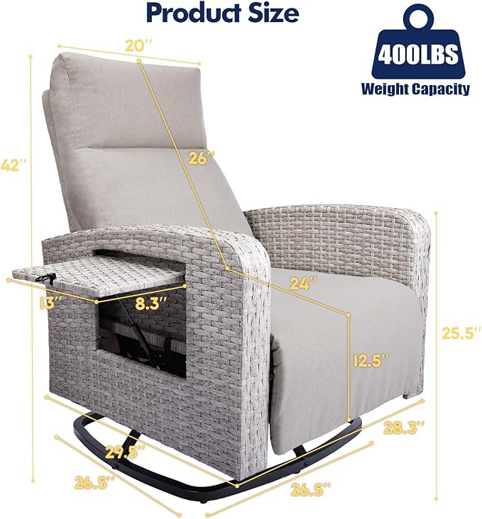 ZZW Outdoor Recliner Chair, Wicker Patio Recliners - Image 2