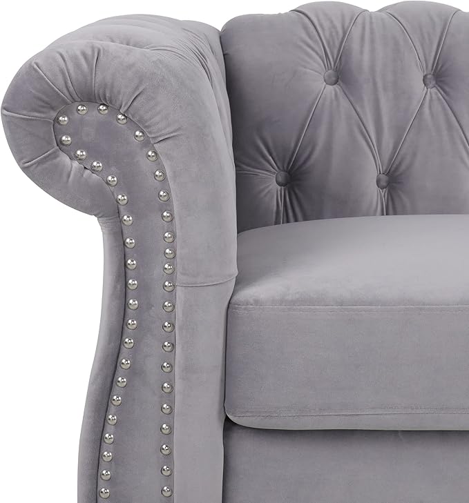 RARZOE 3 Pieces of Living Room Furniture Sofa Sets, Modern Velvet Chesterfield - Image 4