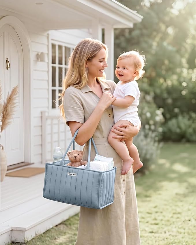 Blissful Diary Baby Diaper Caddy Organizer, Stylish Storage Basket - Image 2