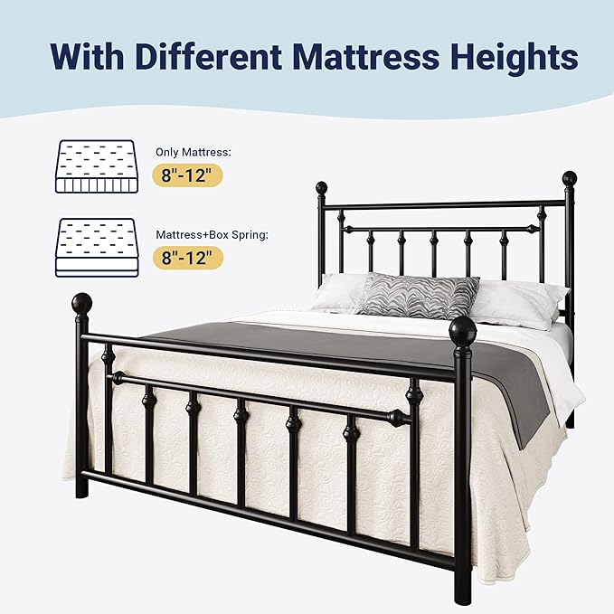 Allewie 14 Inch Queen Size Metal Platform Bed Frame - Image 8