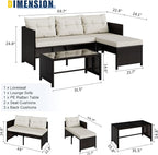 Vongrasig 3 Piece Patio Furniture Sets, All-Weather PE Wicker Outdoor Sofa - Image 3