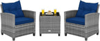 COSTWAY 3-Piece Patio Furniture Set, Outdoor Wicker Rattan Sofa by COSTWAY