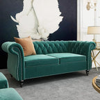 Mid-Century 2 Seater Sofa, Velvet Loveseat - Image 6