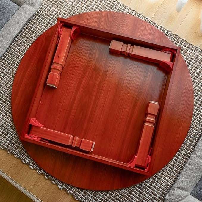 Round Korean Coffee Table Folding Leg Asia Antique Furniture Floor Table - Image 4