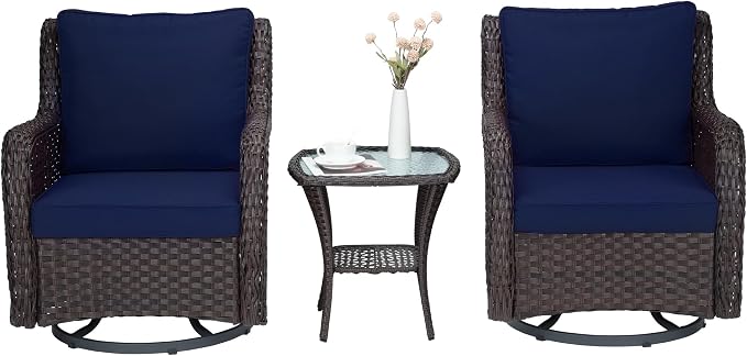Towallmark Outdoor Swivel Wicker Glider Patio Chairs - Image 9