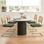 GrandNoor Rattan Dining Chairs Set, Wooden Mid Century Modern Dining Room Chairs - Image 3