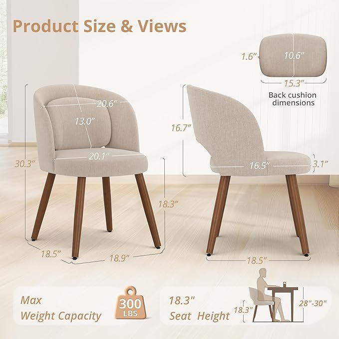 LUE BONA Dining Chairs Set of 4, Modern Upholstered Kitchen Chairs - Image 2