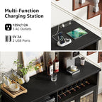 Wine Bar Cabinet with Mini Fridge Space, Sideboard Buffet Table - Image 6