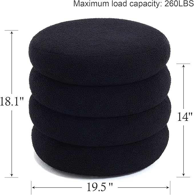 Flouki 19.5" Storage Ottoman Round, Vanity Stools - Image 2