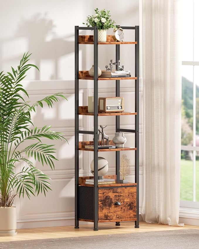 Furologee 6 Tier Bookshelf, Tall Shelf - Image 4