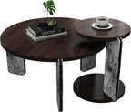 GDFStudio Round Nesting Coffee Table Set of 2, Modern Wooden Accent Side Table - Image 8