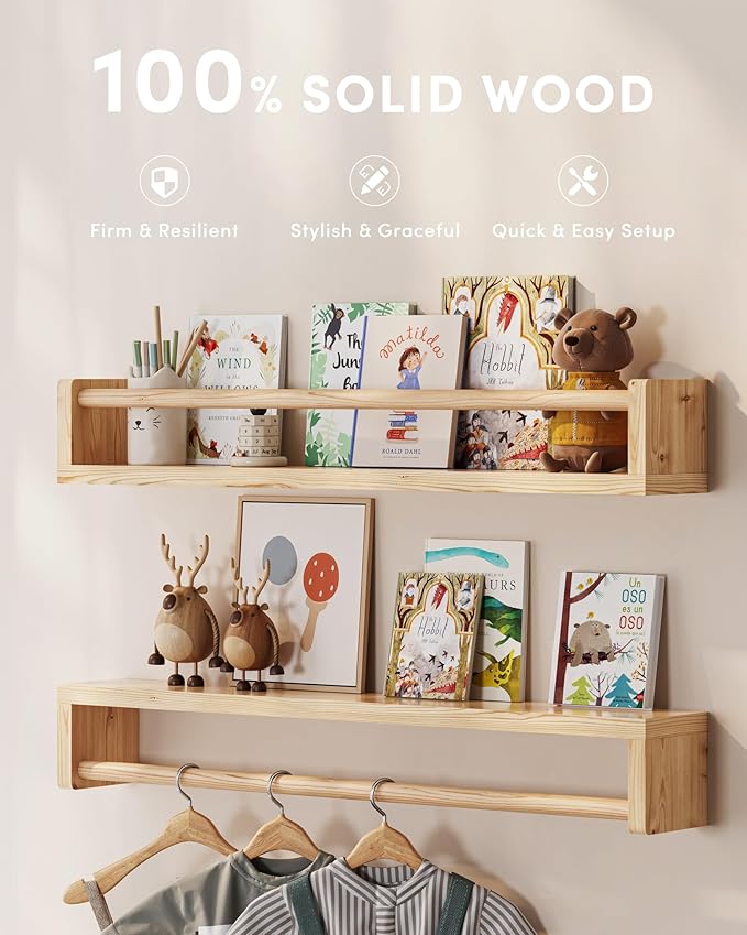 G&W Gruwald Nursery Book Shelves, Wall Bookshelf, Book Shelf - Image 2