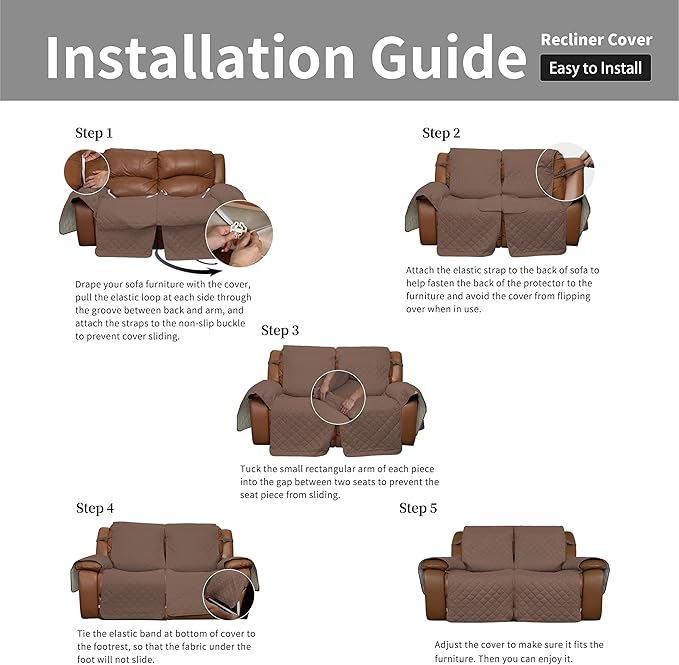 Easy-Going Oversized Loveseat Recliner Cover, Reversible Couch Cover - Image 7