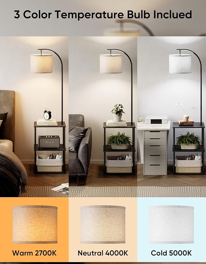 PARTPHONER Floor Lamp with Table, Night Stand with Lamp, Narrow Side Table with - Image 3