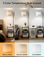 PARTPHONER Floor Lamp with Table, Night Stand with Lamp, Narrow Side Table with - Image 3