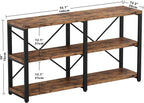IRONCK Bookshelf Double Wide 55 in 3-Tier, Industrial Bookcases, Wood and Metal - Image 2