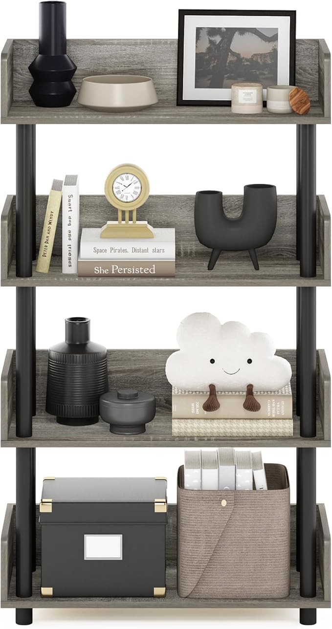 Furinno TURN-N-TUBE 4-Tier Display Shelf, Storage Shelves, Book Shelf, Open - Image 4