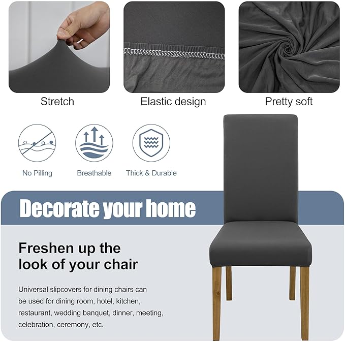 BIETYONE Stretch Dining Chair Covers Set of 4, Soft Removable Washable Kitchen - Image 3