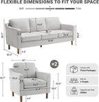 Kingfun Living Room Furniture Sets, 3 Seater Couch and 2 Armchair, Mid Century - Image 2