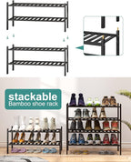 viewcare 2-Tier Black Bamboo Shoe Rack - Image 5