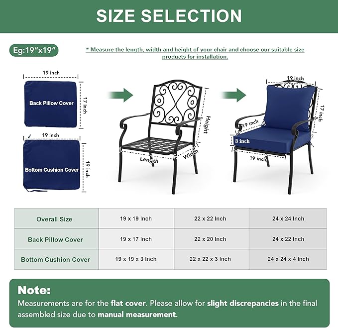 Summsun Outdoor Chair Cushions Set of 2, Waterproof Backrest and Deep Seat - Image 7