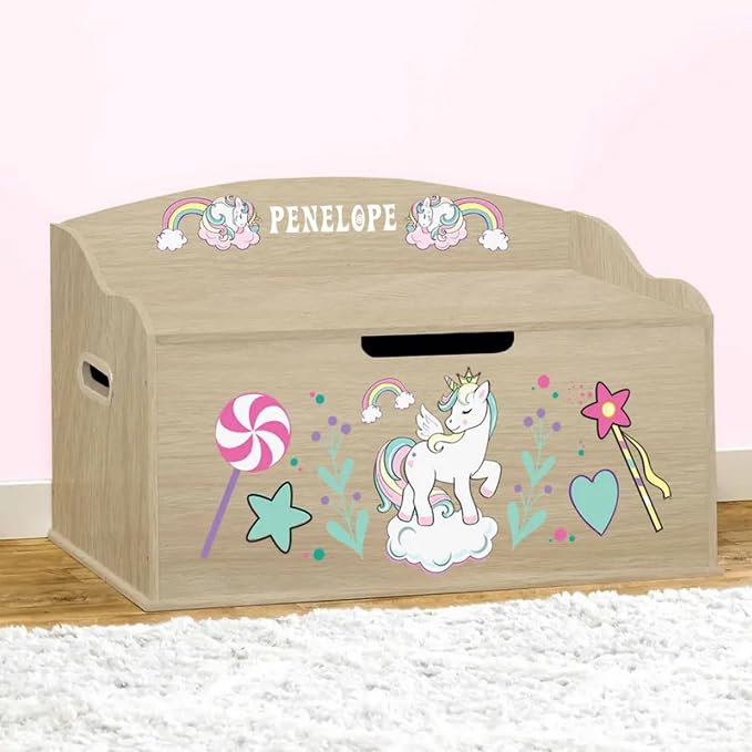 DIBSIES Personalized Creative Wonders Toy Box, Unicorns & Rainbows, 30 x 19.25 - Image 3