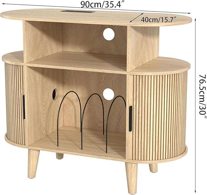 LUVIOHOME Large Round Record Player Stand - Image 7