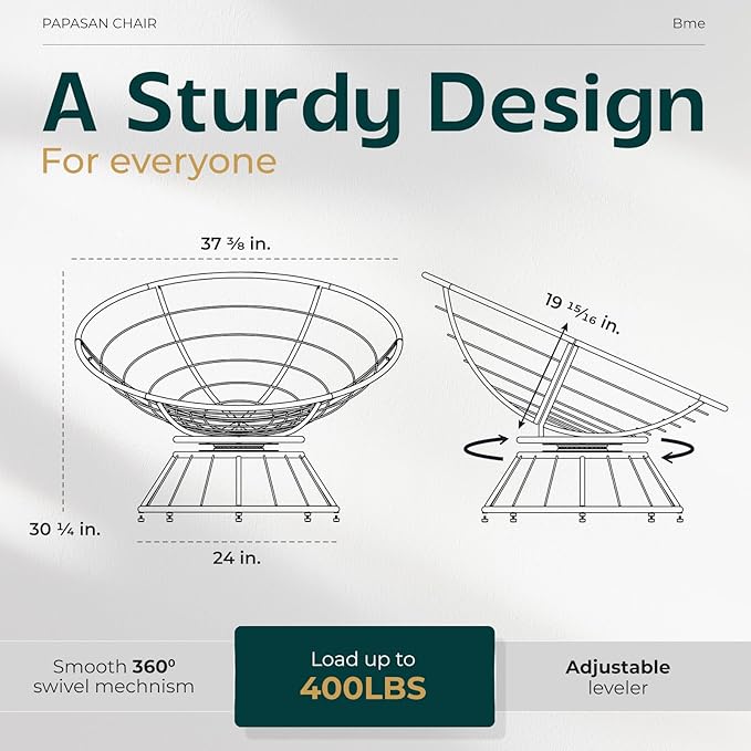 Bme 40" Ergonomic Wicker Papasan Chair - Image 3