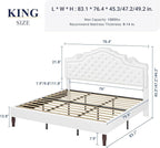 Allewie King Bed Frame with Adjustable Velvet Tiara Headboard, Upholstered - Image 2