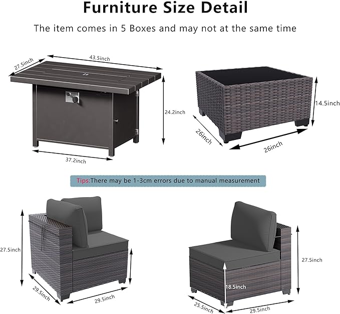 Outdoor Terrace Furniture Set, 8 Piece Outdoor Furniture Set, - Image 2