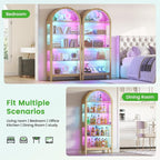 HNEBC Arched Book Shelf with Glass Doors, LED Bookcase with RGB Lights - Image 8
