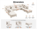 154" Oversized Chenille Couch Modular Sectional Sofa, Washable Cloud Couch - Image 2