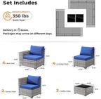 ovios 12 Pieces Patio Furniture Set, Outdoor Wicker Sectional Sofa - Image 8