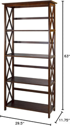 Montego 5-Shelf Bookcase-Walnut - Image 9